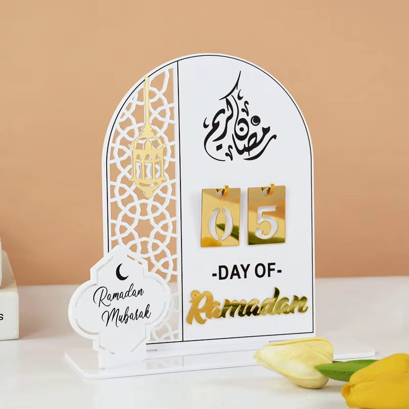 Acrylic Ramadan Countdown Calendar Gifts Day of Ramadan Calendar with Replacing Number 2026 Eid Mubarak Home Decoration Ornament