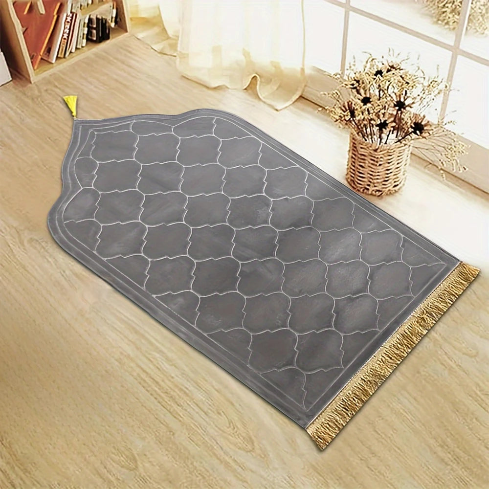 Thickened Printed Prayer Mat Plush with Tassel Flannel Irregular Prayer Mat