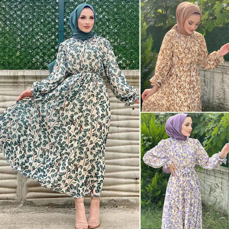 Summer Abaya Dubai Luxury Muslim Woman Dresses Chiffon Ramadan African Elegant Dresses(Not Contain Hijab)