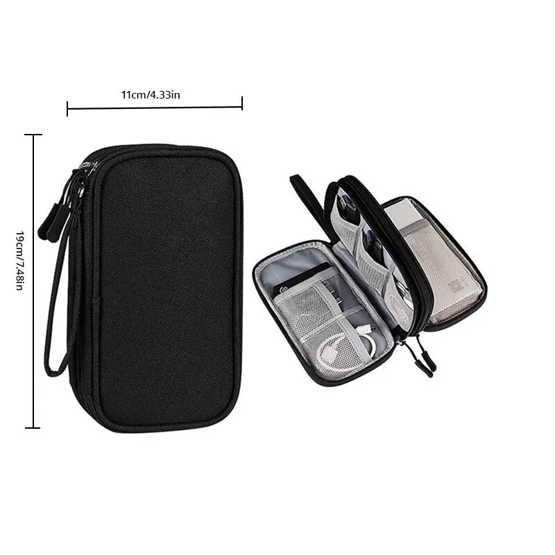 1Pc Pink/Grey/Black/Navy Travel Portable Digital Product Storage Bag USB Data Cable Organizer Headset Charging Treasure Box Bag