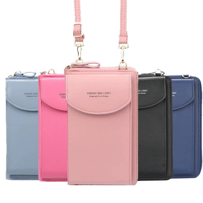 Women'S Wallet Shoulder Mini Leather Bags Straps Mobile Phone Big Card Holders Wallet Handbag Money Pockets Girls Small Bags Sac