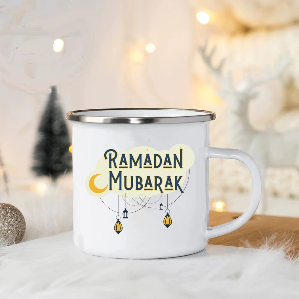 EID Mubarak Enamel Mug Islamic Gift for Her Ramadan Coffee Cups Best Gifts for Celebrating Ramadan and Eid Ramadan Kareem Cup