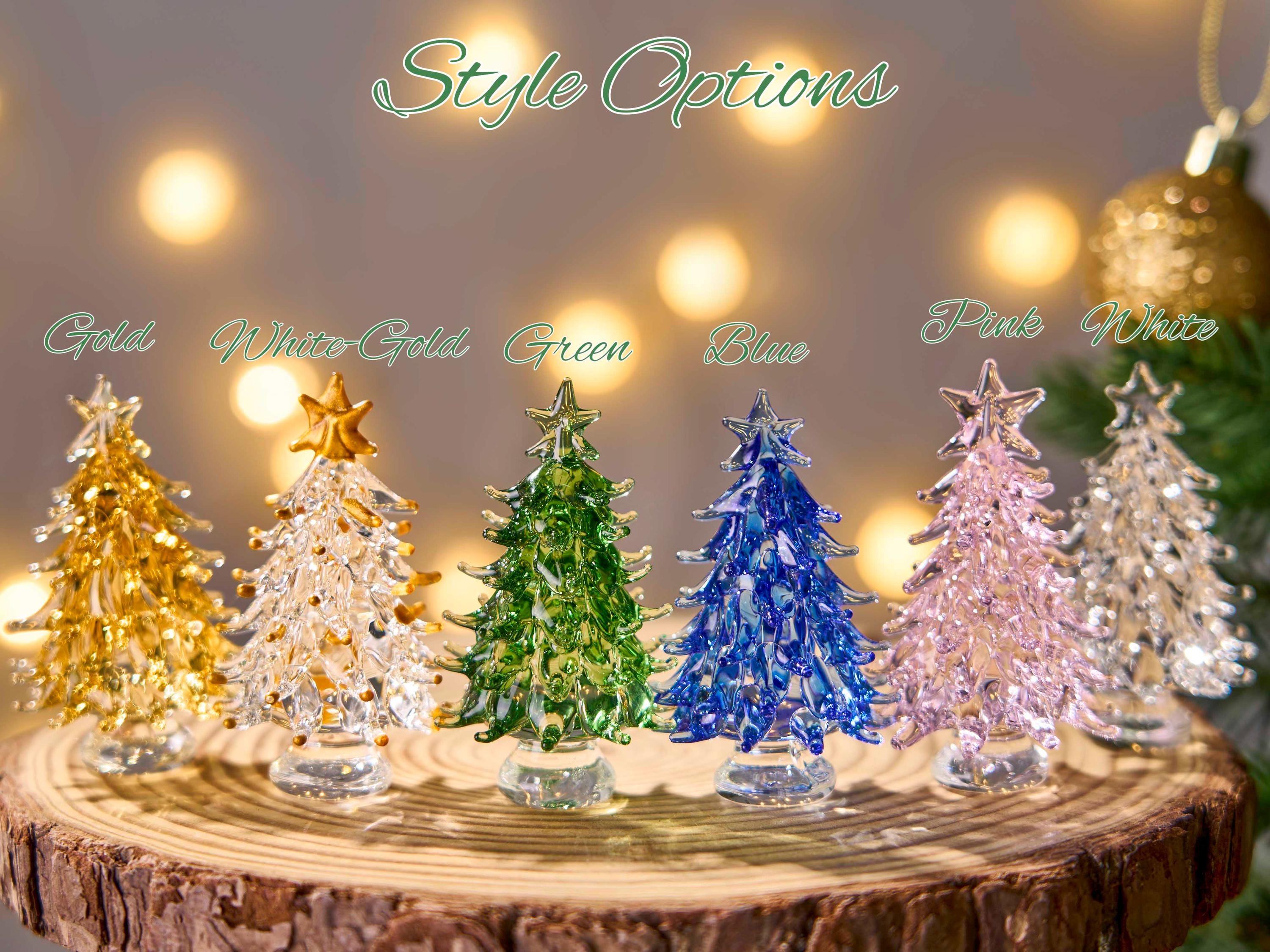 Illuminated Glass Christmas Trees,Mini Glass Christmas Tree Ornaments,Christmas Ornaments Glass Tree Decoration,Christmas Gift