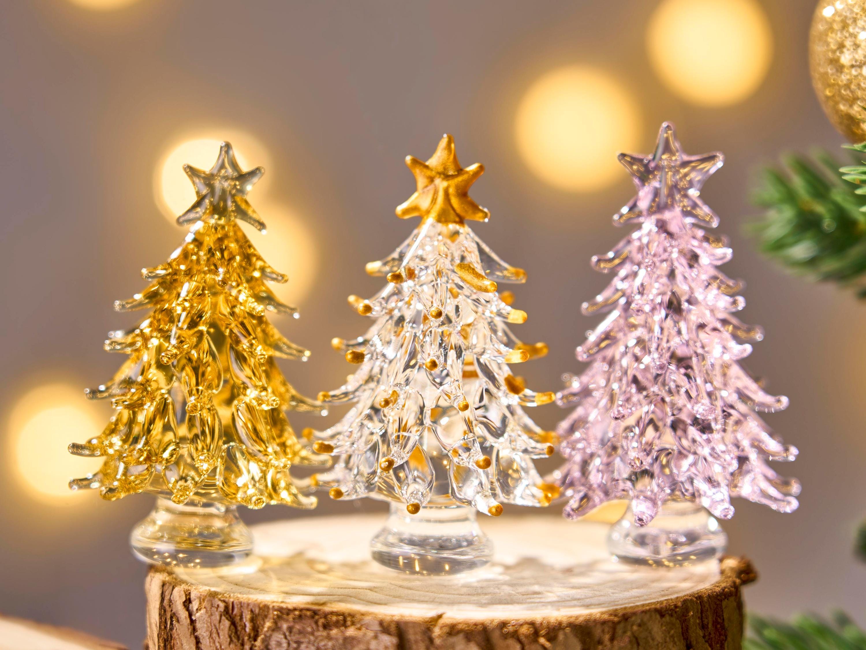 Illuminated Glass Christmas Trees,Mini Glass Christmas Tree Ornaments,Christmas Ornaments Glass Tree Decoration,Christmas Gift