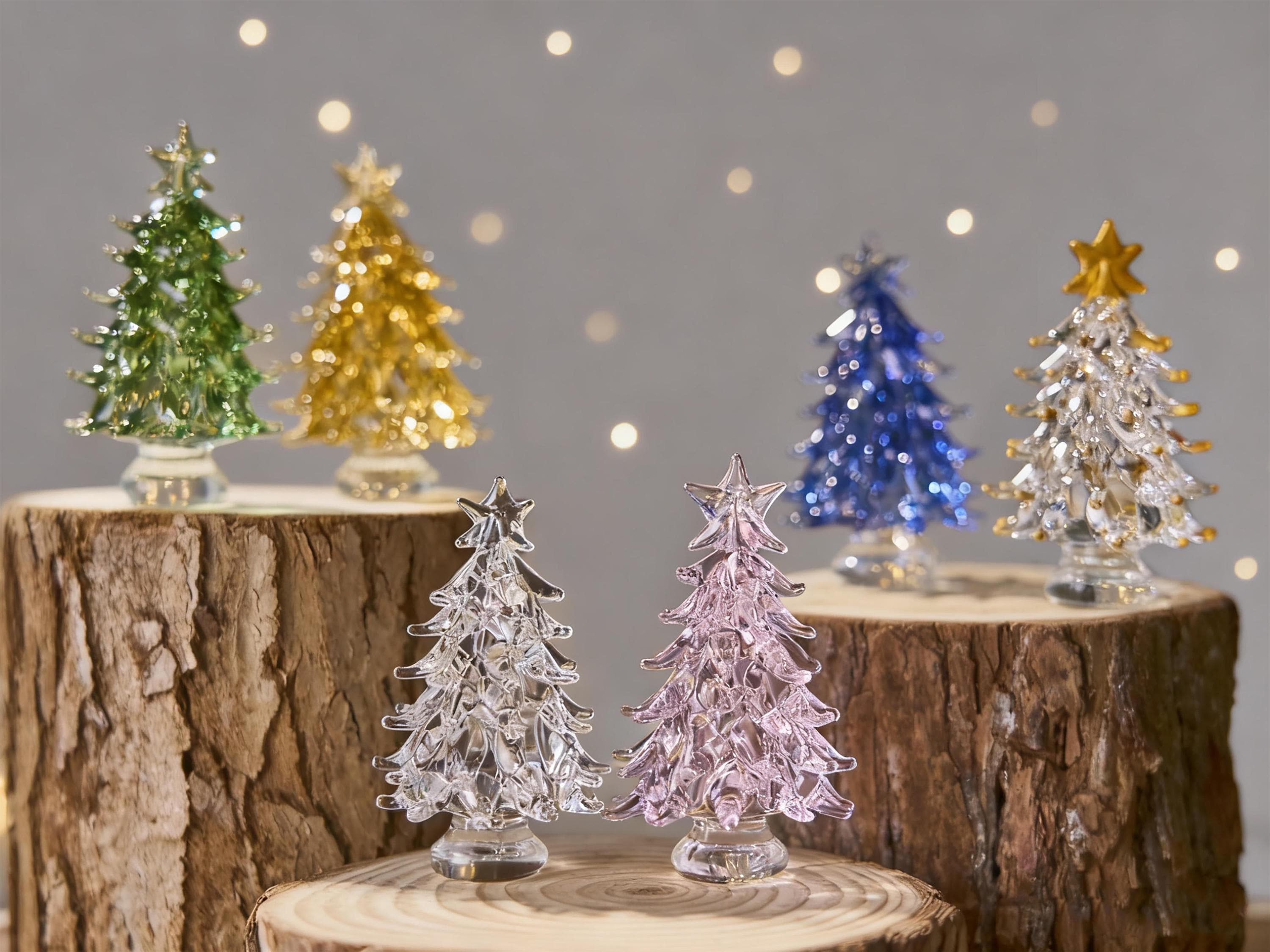 Illuminated Glass Christmas Trees,Mini Glass Christmas Tree Ornaments,Christmas Ornaments Glass Tree Decoration,Christmas Gift