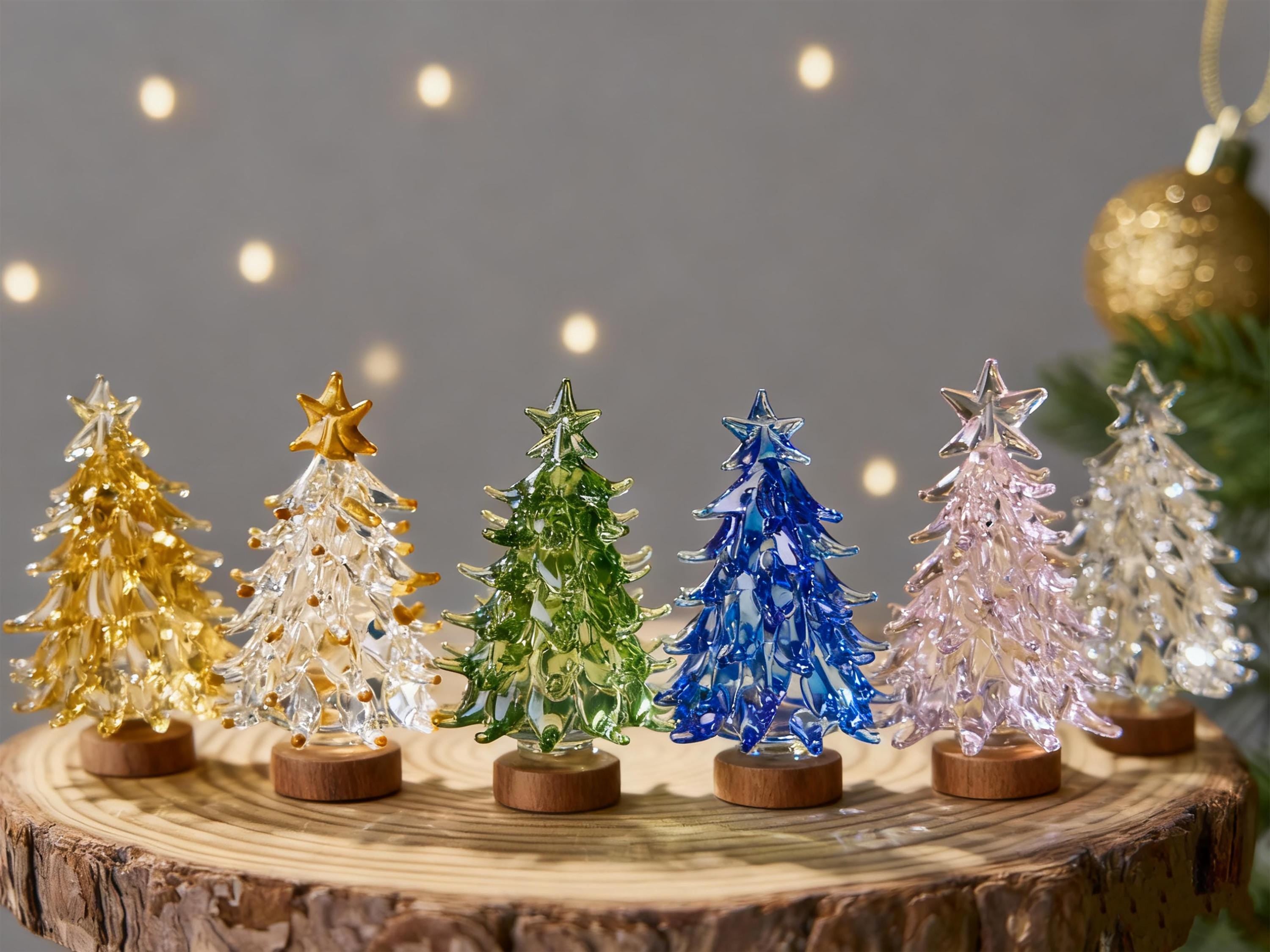 Illuminated Glass Christmas Trees,Mini Glass Christmas Tree Ornaments,Christmas Ornaments Glass Tree Decoration,Christmas Gift