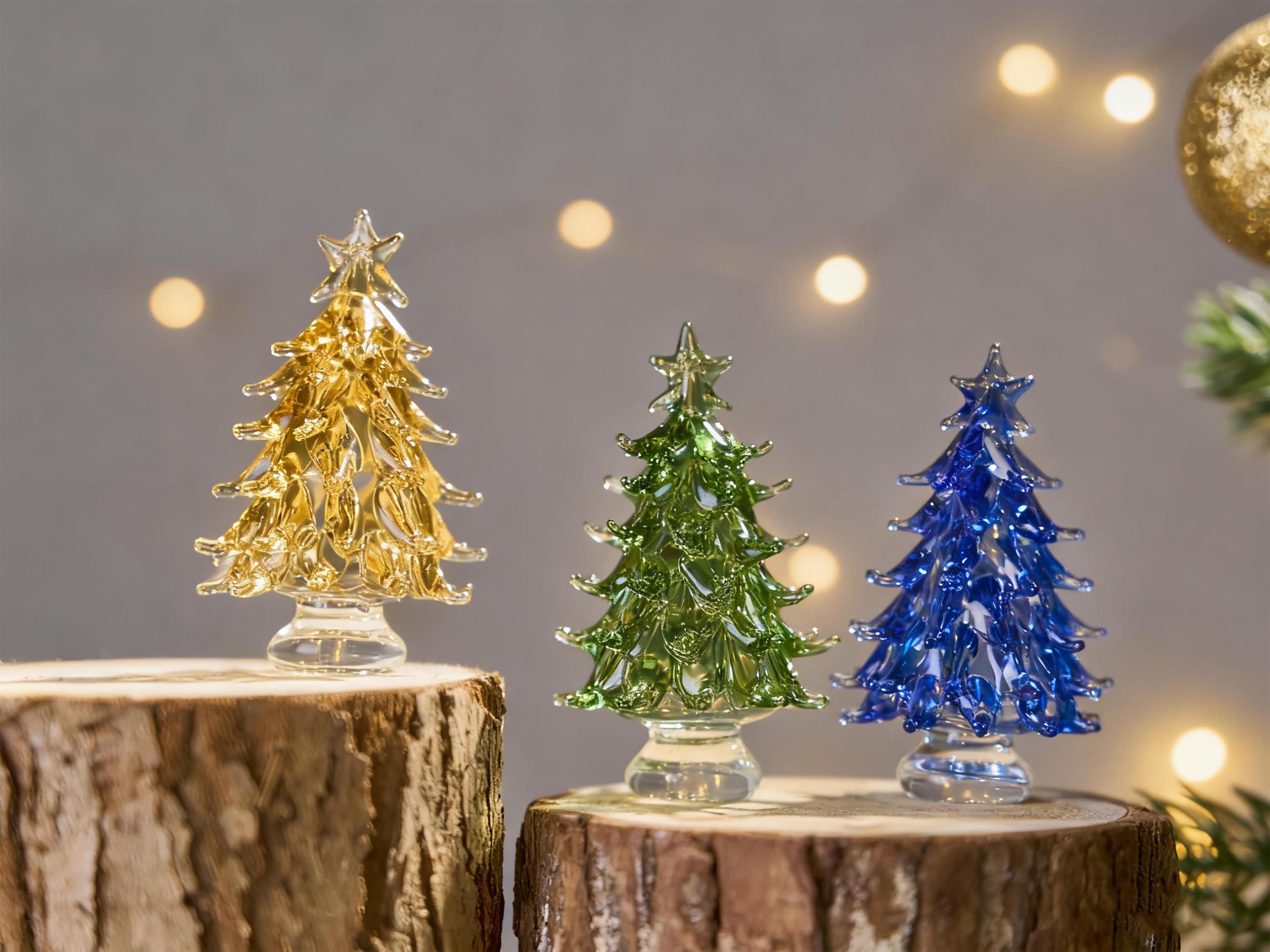 Illuminated Glass Christmas Trees,Mini Glass Christmas Tree Ornaments,Christmas Ornaments Glass Tree Decoration,Christmas Gift