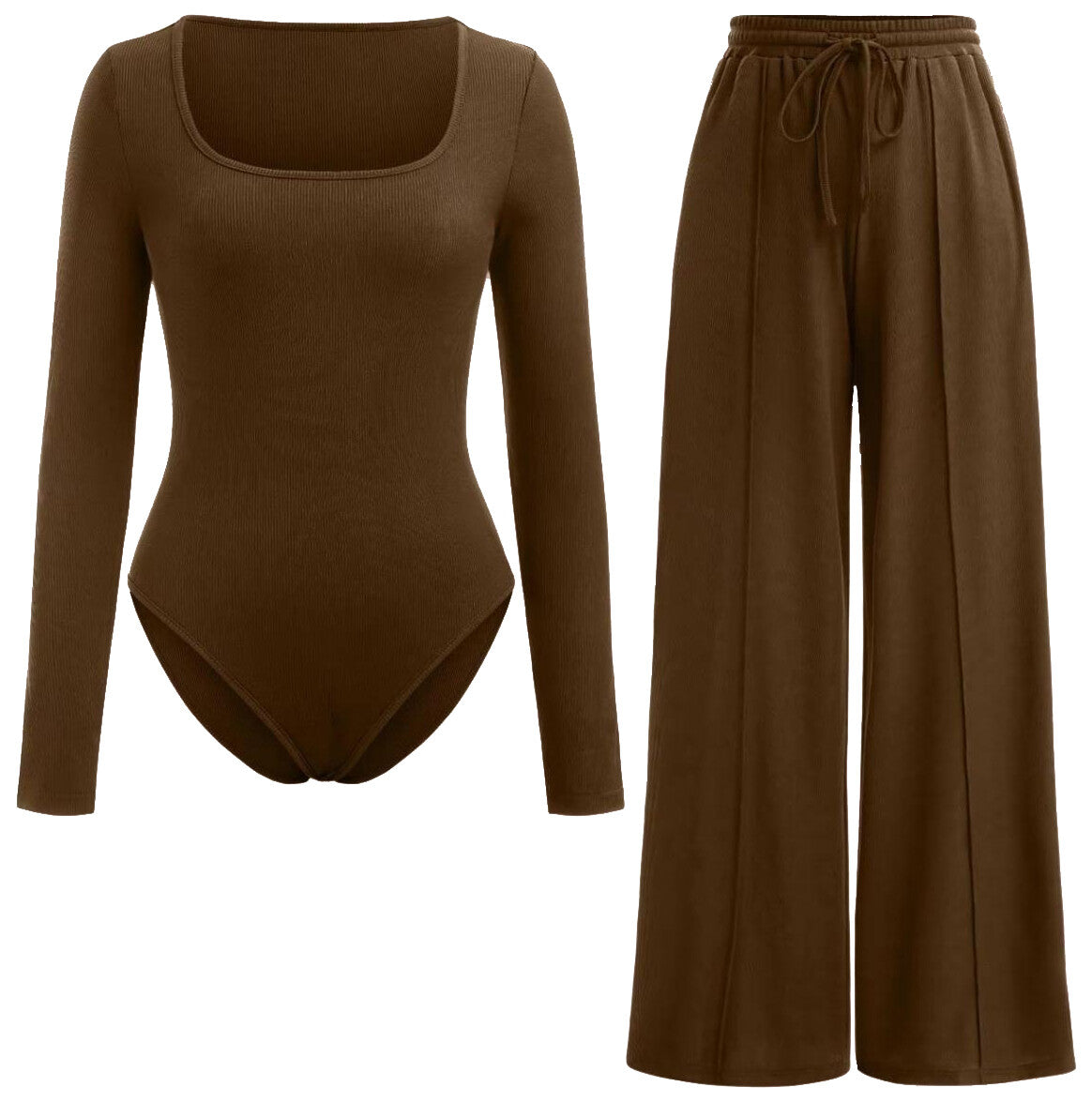 Womens Bodysuit Wide Leg Trouser Set