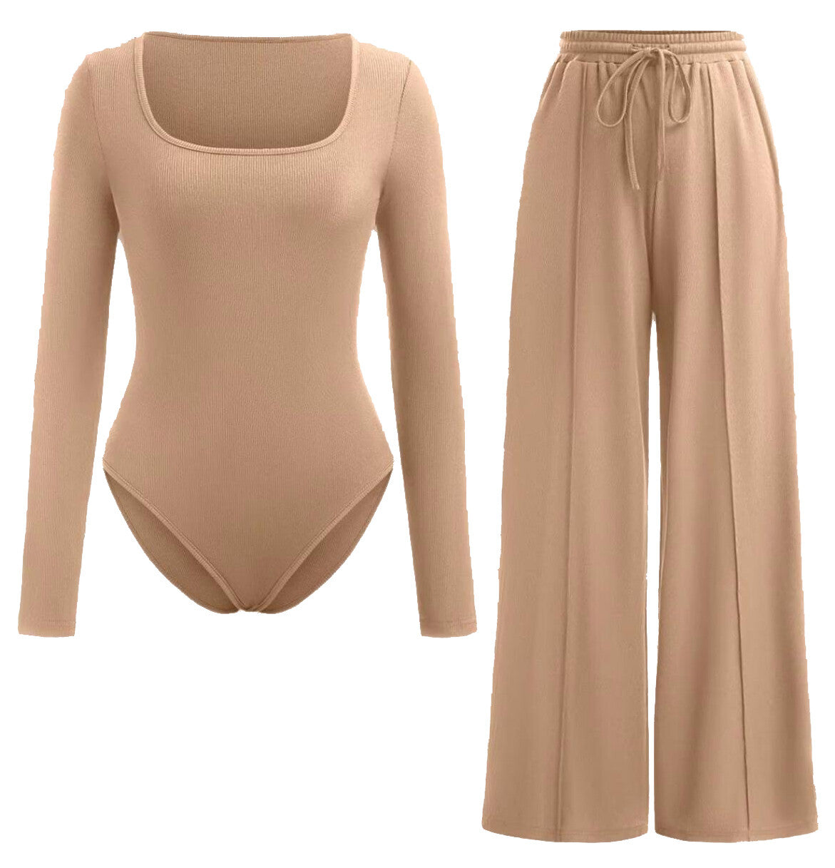 Womens Bodysuit Wide Leg Trouser Set