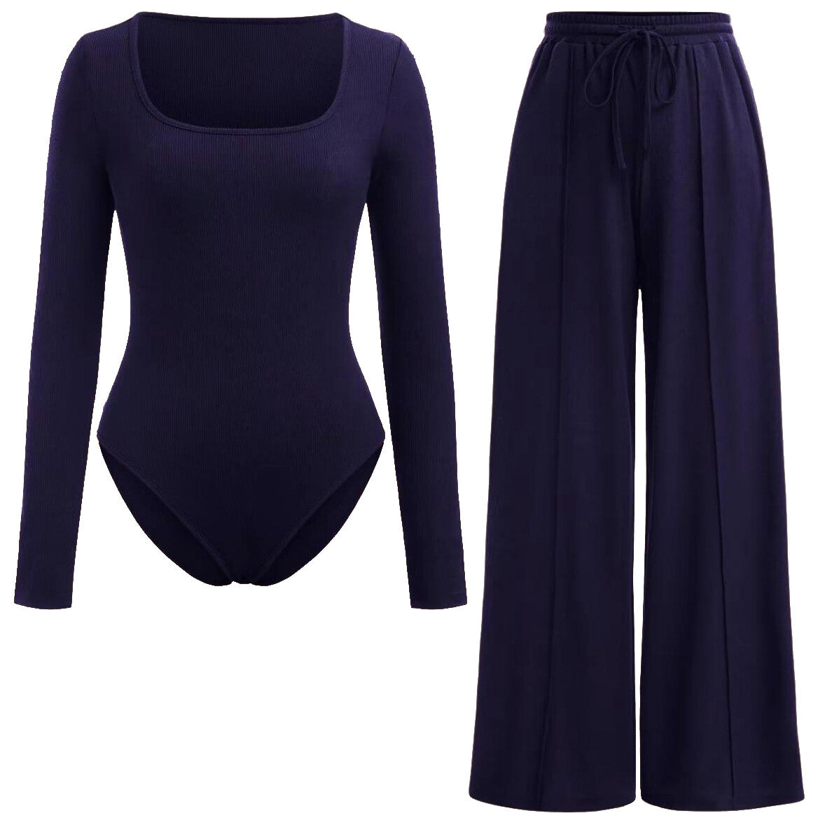 Womens Bodysuit Wide Leg Trouser Set