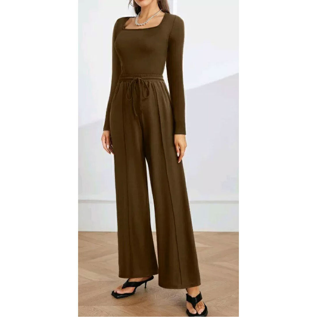 Womens Bodysuit Wide Leg Trouser Set