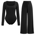 Womens Bodysuit Wide Leg Trouser Set